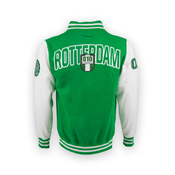 010 CASUALS ROTTERDAM BASEBALL JACK VARSITY SWEATJACKET GROEN/WIT - Afbeelding 2