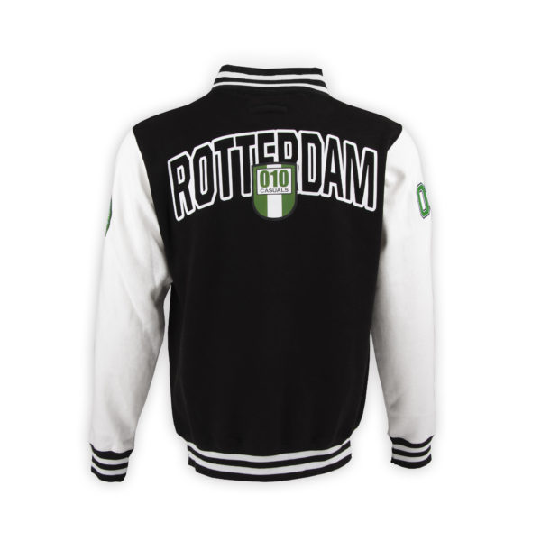 010 CASUALS ROTTERDAM BASEBALL JACK VARSITY SWEATJACKET ZWART/WIT - Afbeelding 2