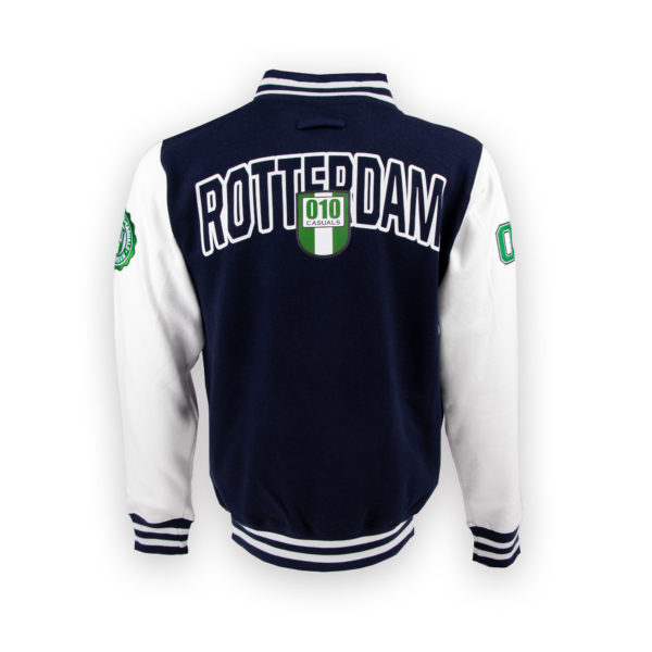 010 CASUALS ROTTERDAM BASEBALL JACK VARSITY SWEATJACKET NAVY/WIT back