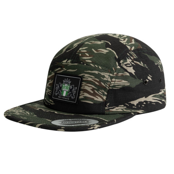 010 CASUALS ROTTERDAM 5 PANEL CAMPER JOCKEY CAP LOGO TIGER CAMO