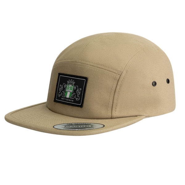 010 CASUALS ROTTERDAM 5 PANEL CAMPER JOCKEY CAP LOGO KHAKI