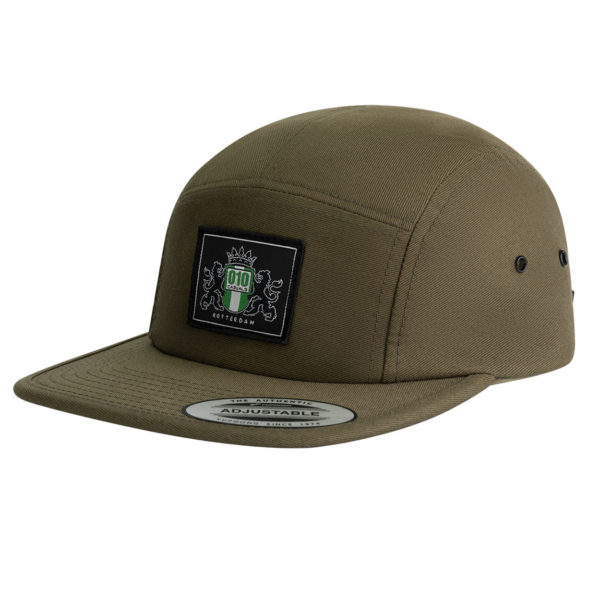 010 CASUALS ROTTERDAM 5 PANEL CAMPER JOCKEY CAP LOGO OLIVE